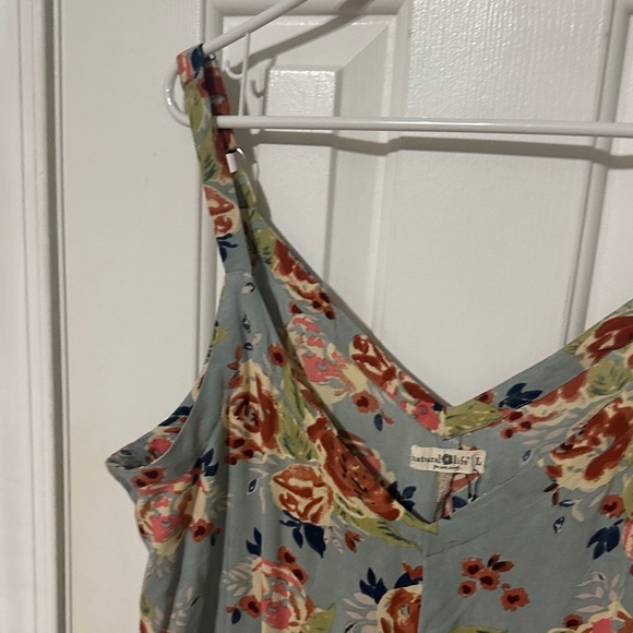 NATURAL LIFE Dusty Blue Maxi Dress with Rust Floral Print Never Worn - Picture 7 of 10